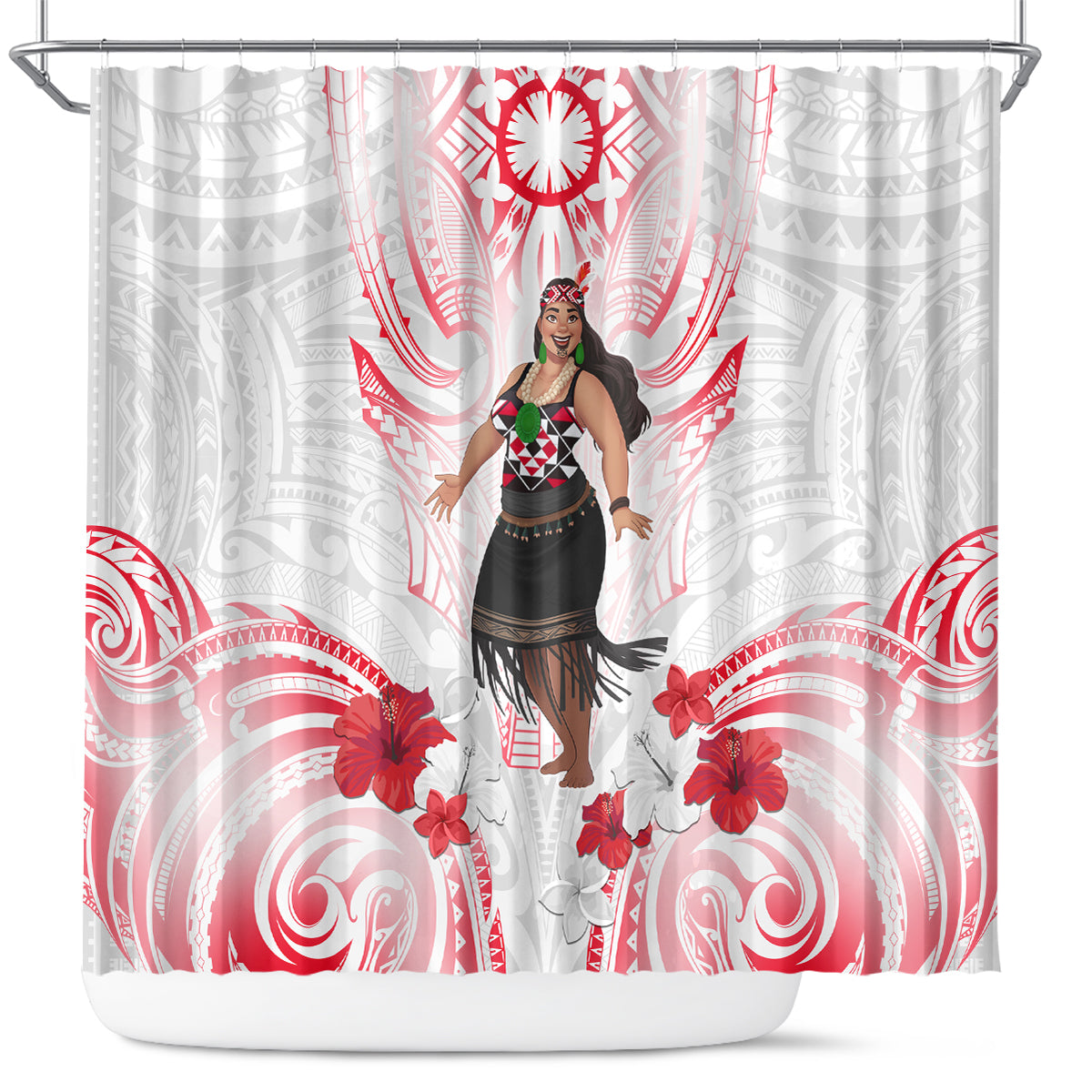 New Zealand Women's Day Shower Curtain Maori Wahine Polynesian Pattern