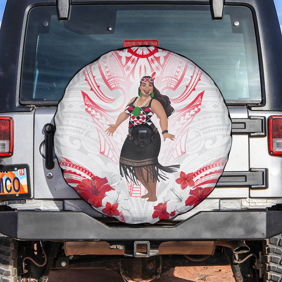 New Zealand Women's Day Spare Tire Cover Maori Wahine Polynesian Pattern LT05 White - Polynesian Pride
