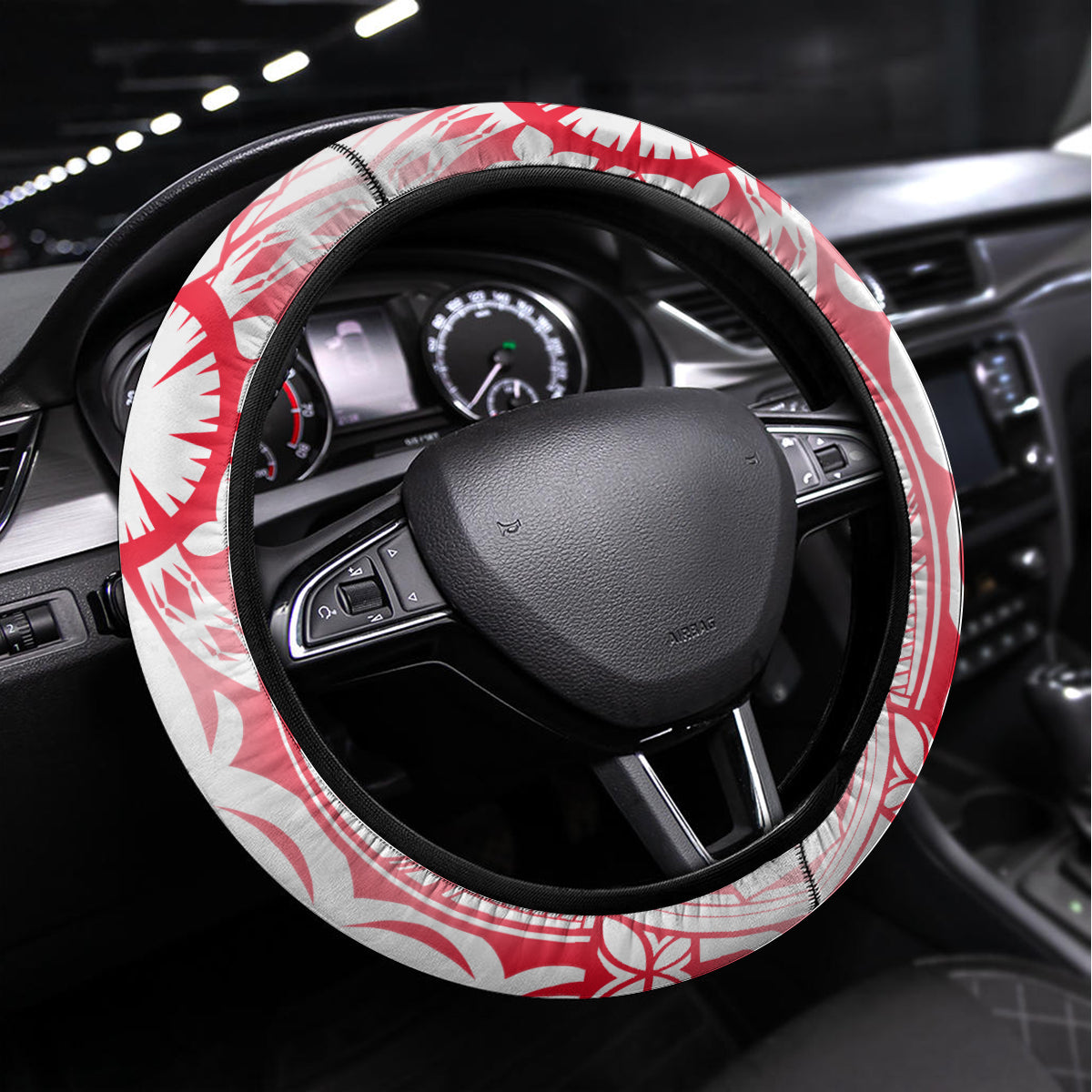 New Zealand Women's Day Steering Wheel Cover Maori Wahine Polynesian Pattern LT05 Universal Fit White - Polynesian Pride