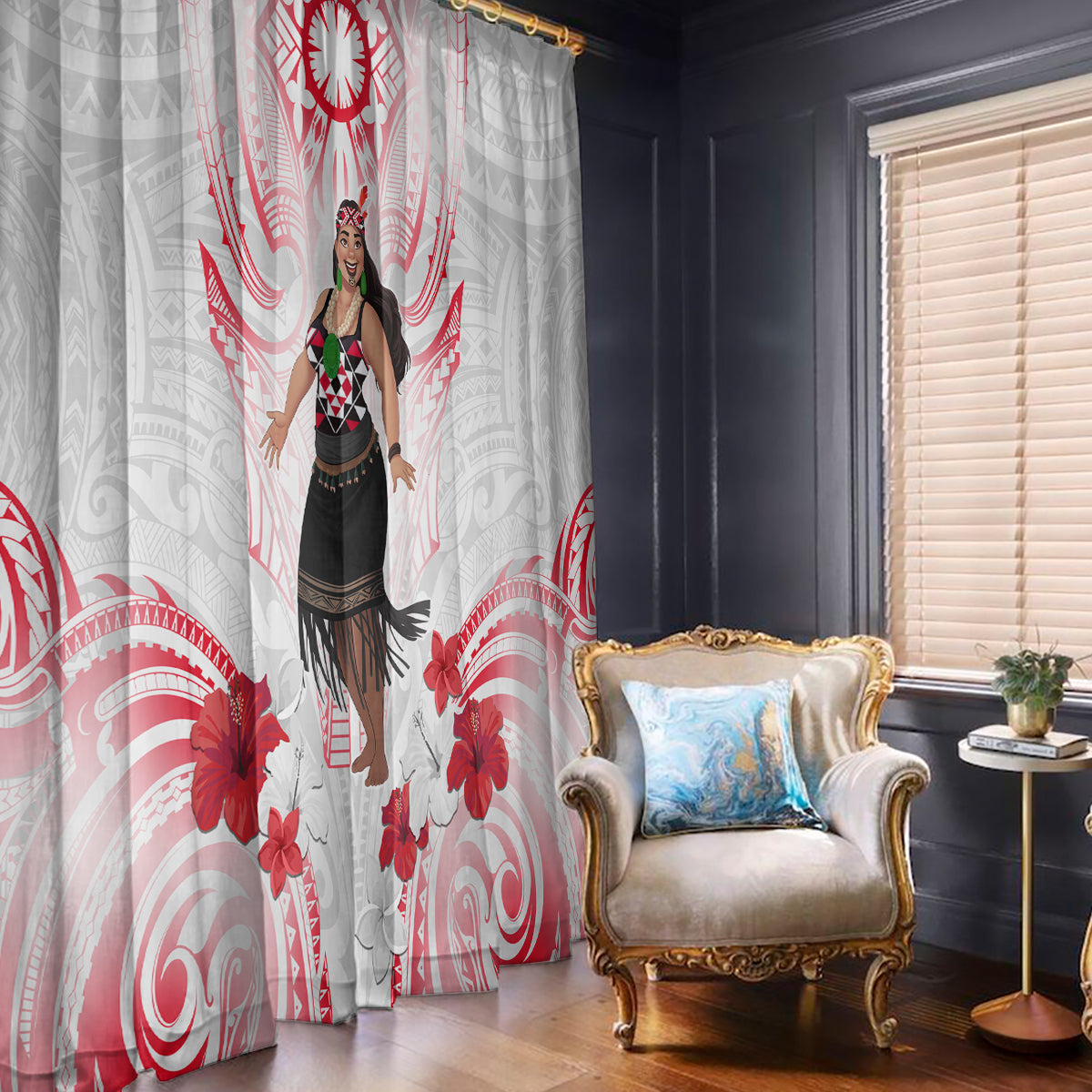 New Zealand Women's Day Window Curtain Maori Wahine Polynesian Pattern LT05 - Polynesian Pride