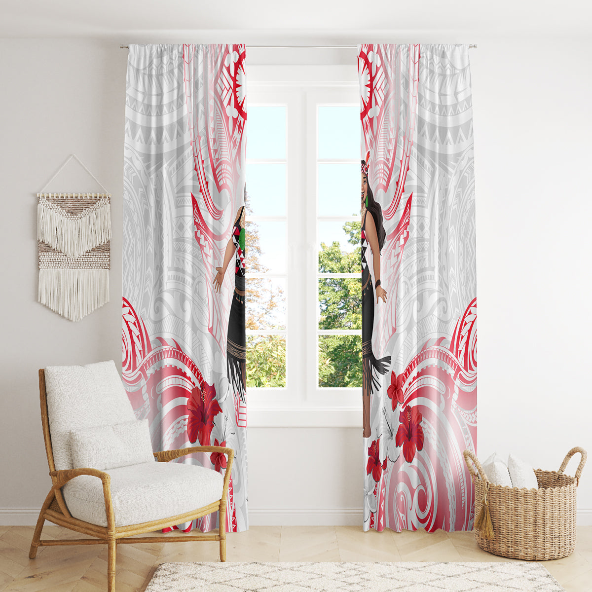 New Zealand Women's Day Window Curtain Maori Wahine Polynesian Pattern LT05 - Polynesian Pride