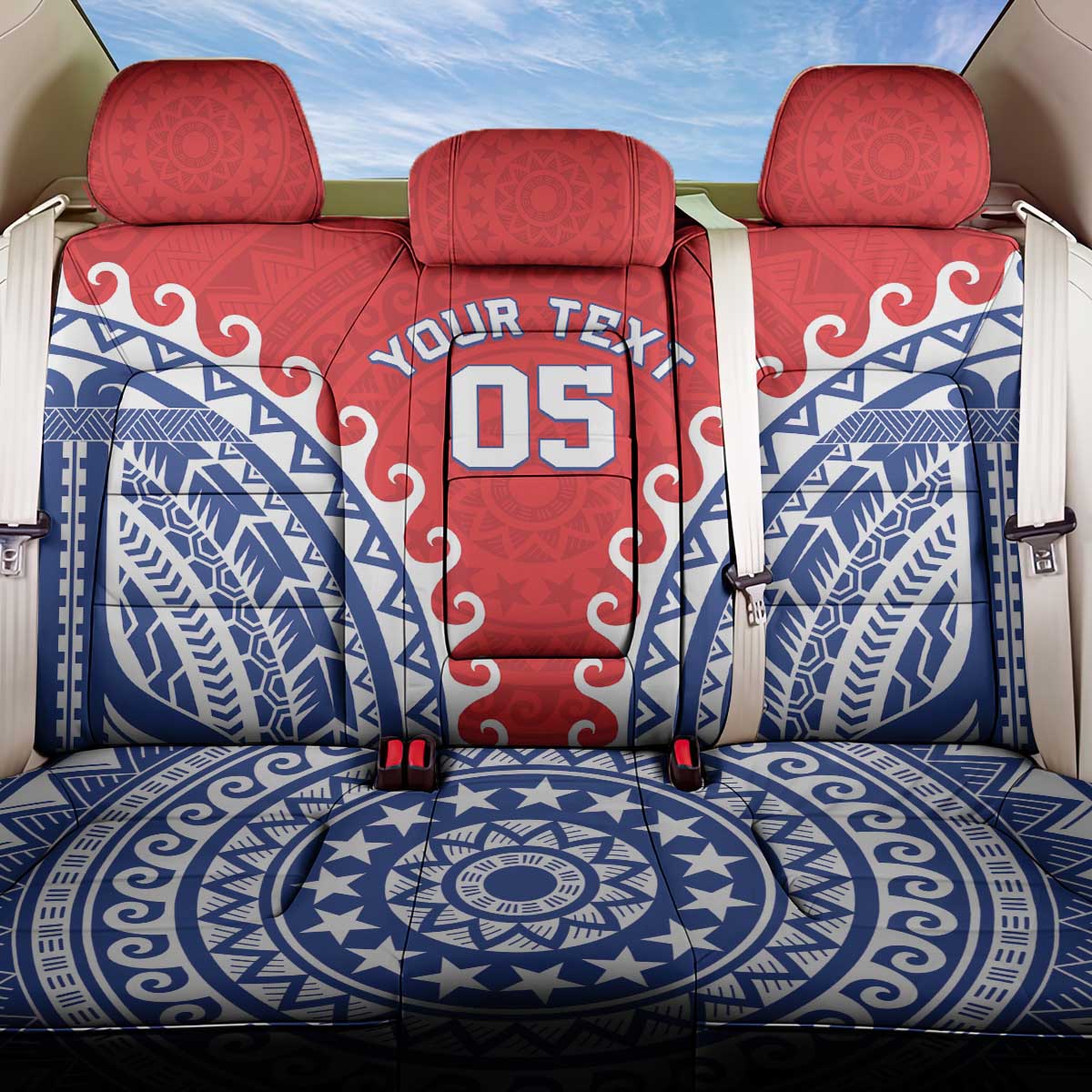 Custom Tuamotu Archipelago Back Car Seat Cover Polynesian Tribal Tattoo LT05 One Size Red - Polynesian Pride