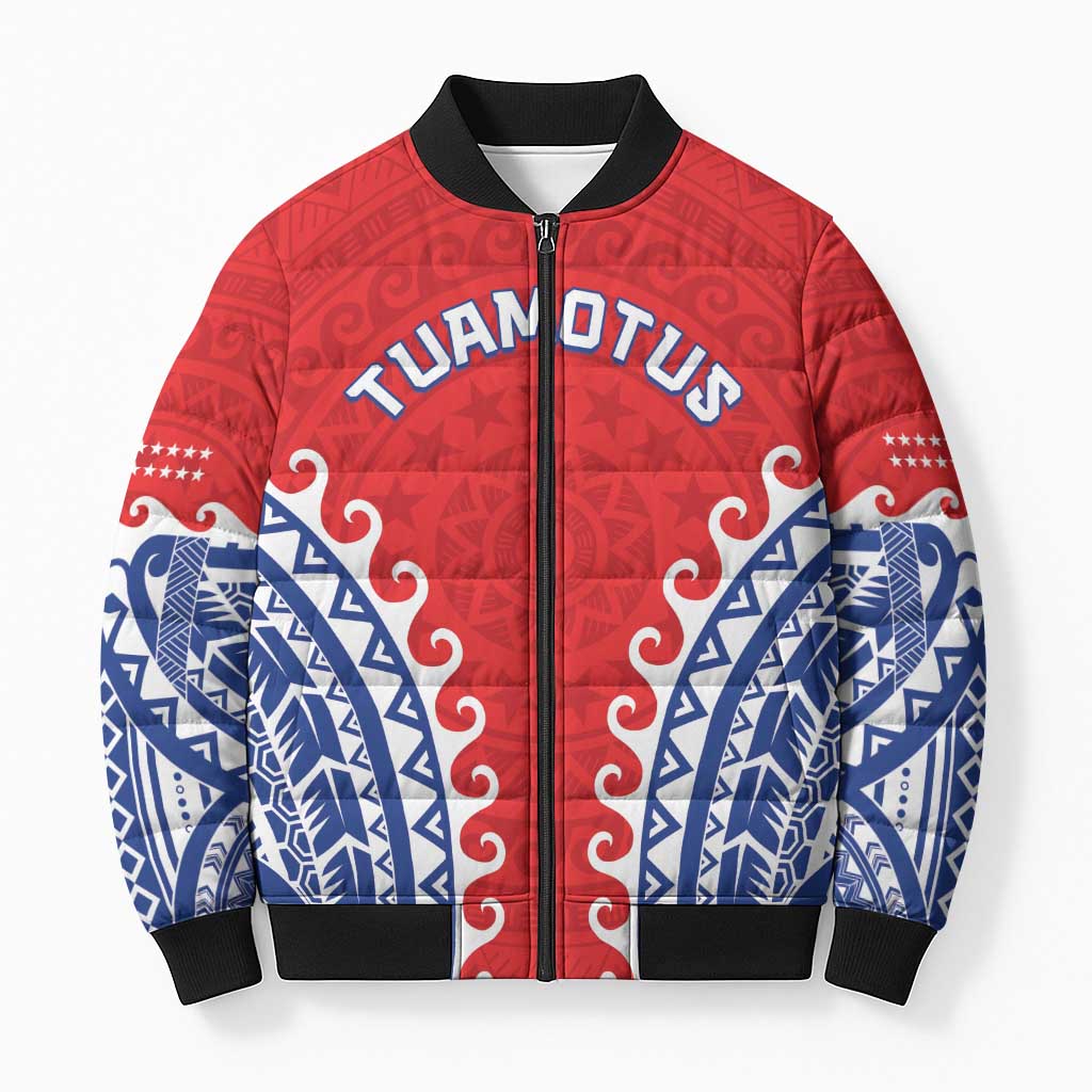 Custom Tuamotu Archipelago Bomber Puffer Jacket Polynesian Tribal Tattoo LT05 Unisex Red - Polynesian Pride