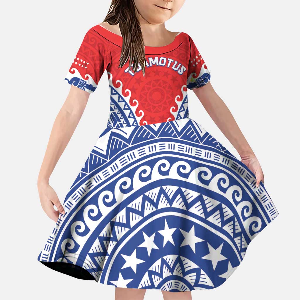Custom Tuamotu Archipelago Family Matching Off The Shoulder Long Sleeve Dress and Hawaiian Shirt Polynesian Tribal Tattoo