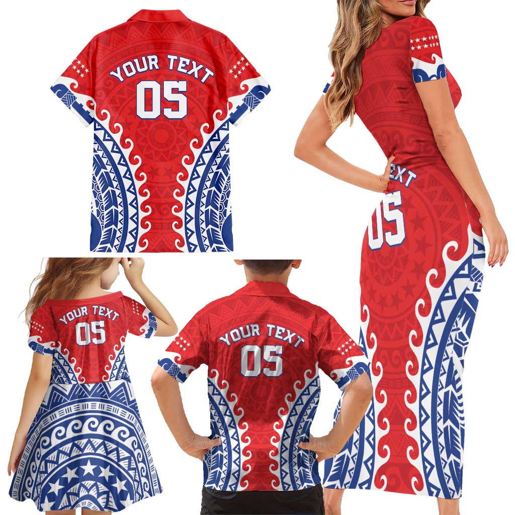 Custom Tuamotu Archipelago Family Matching Short Sleeve Bodycon Dress and Hawaiian Shirt Polynesian Tribal Tattoo