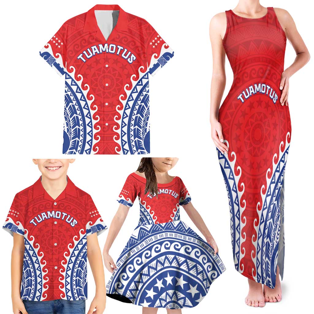 Custom Tuamotu Archipelago Family Matching Tank Maxi Dress and Hawaiian Shirt Polynesian Tribal Tattoo LT05 - Polynesian Pride
