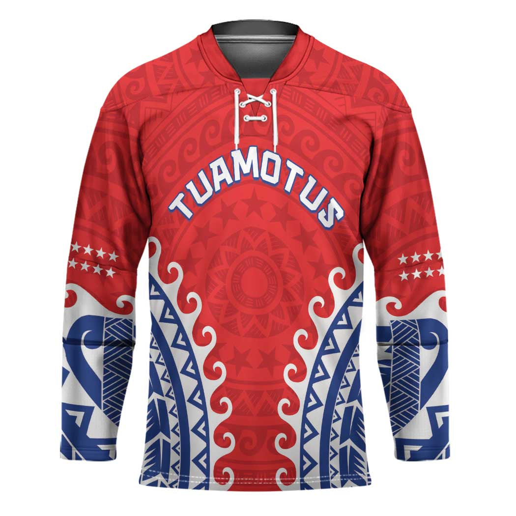 Custom Tuamotu Archipelago Hockey Jersey Polynesian Tribal Tattoo LT05 Unisex Red - Polynesian Pride
