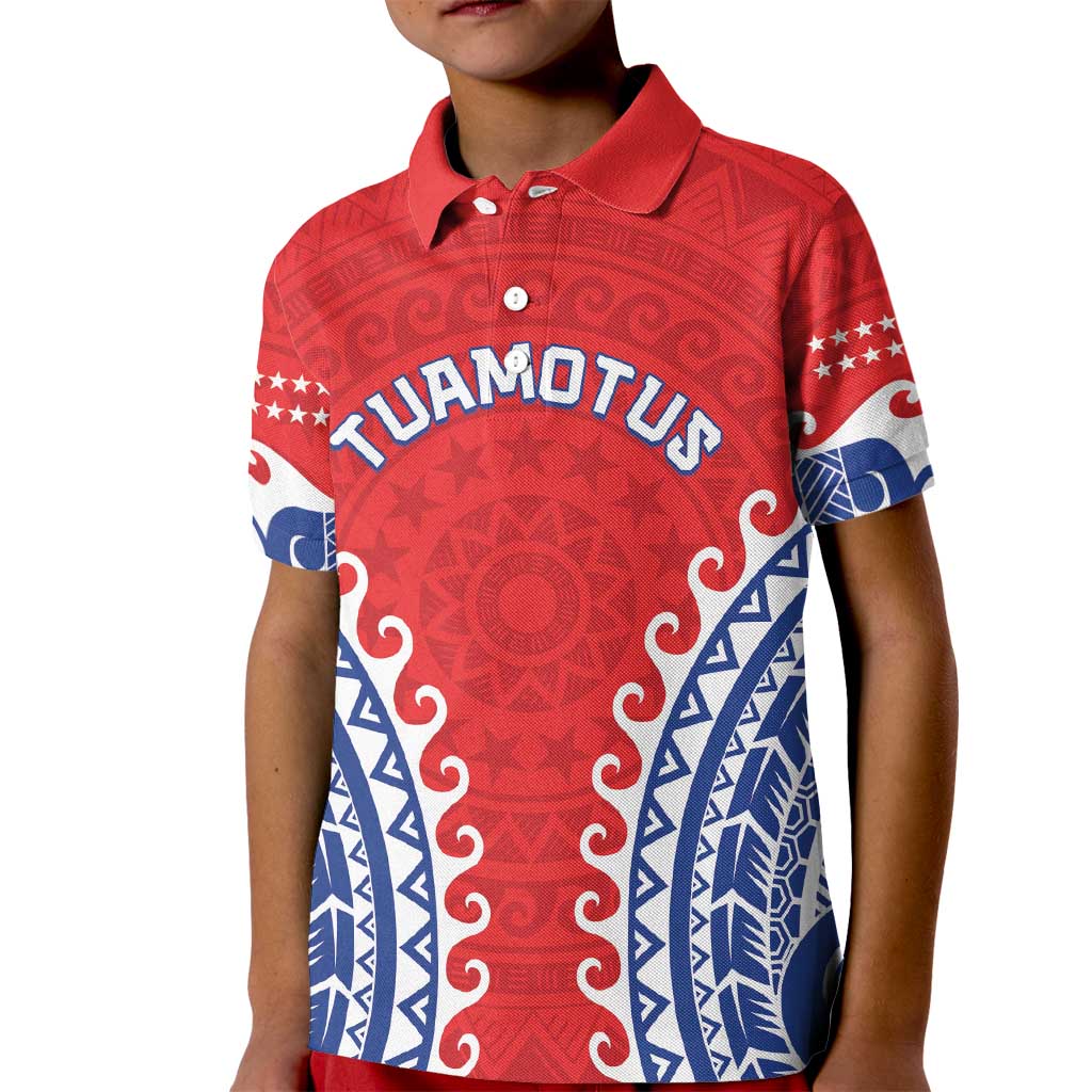Custom Tuamotu Archipelago Kid Polo Shirt Polynesian Tribal Tattoo LT05 Kid Red - Polynesian Pride