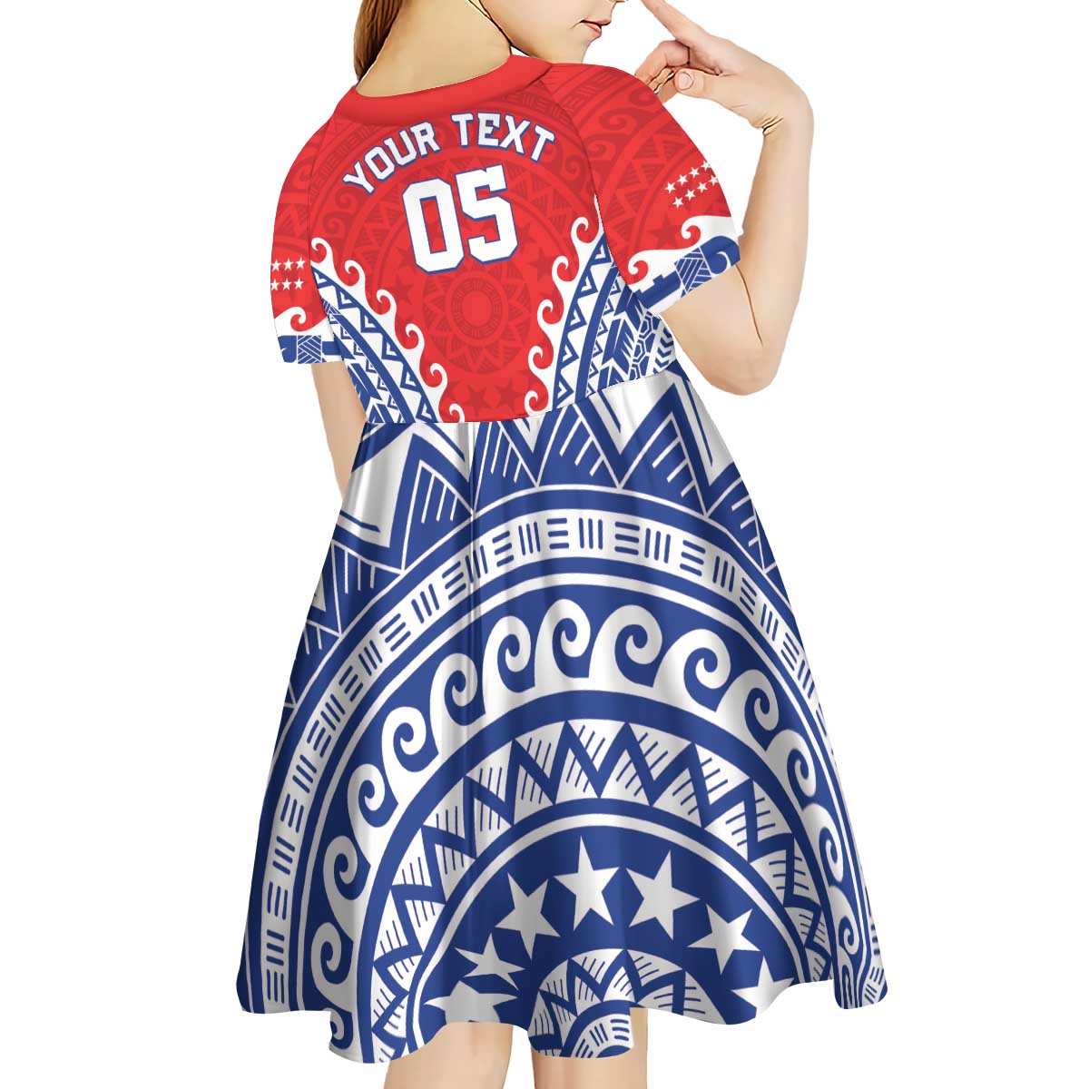 Custom Tuamotu Archipelago Kid Short Sleeve Dress Polynesian Tribal Tattoo