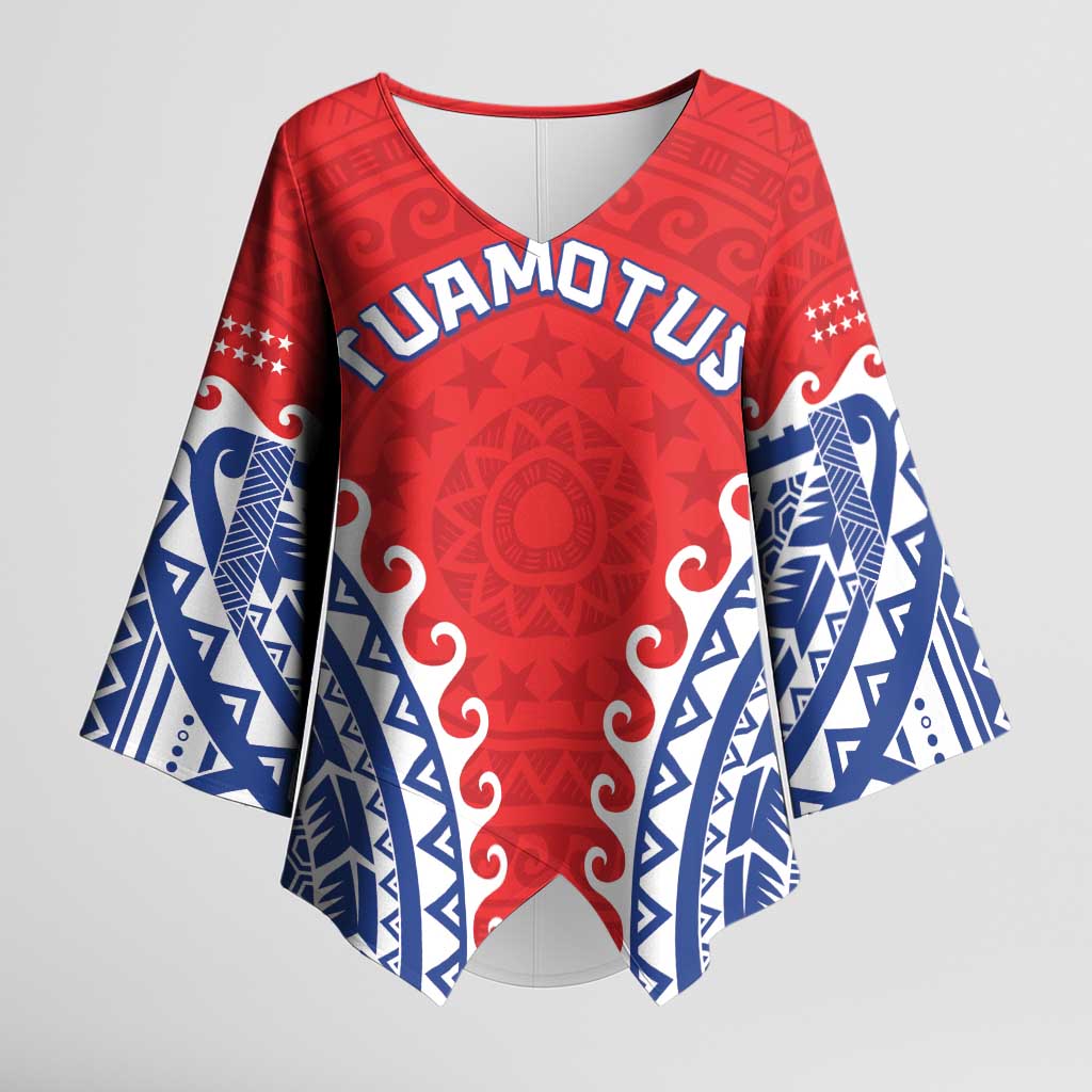 Custom Tuamotu Archipelago Kimono Sleeve Blouse Polynesian Tribal Tattoo LT05 Female Red - Polynesian Pride