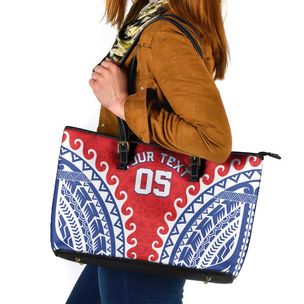 Custom Tuamotu Archipelago Leather Tote Bag Polynesian Tribal Tattoo LT05 Red - Polynesian Pride