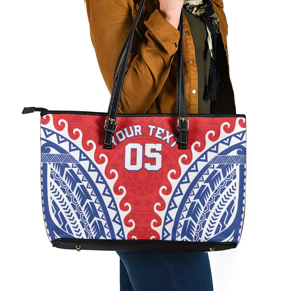 Custom Tuamotu Archipelago Leather Tote Bag Polynesian Tribal Tattoo LT05 - Polynesian Pride