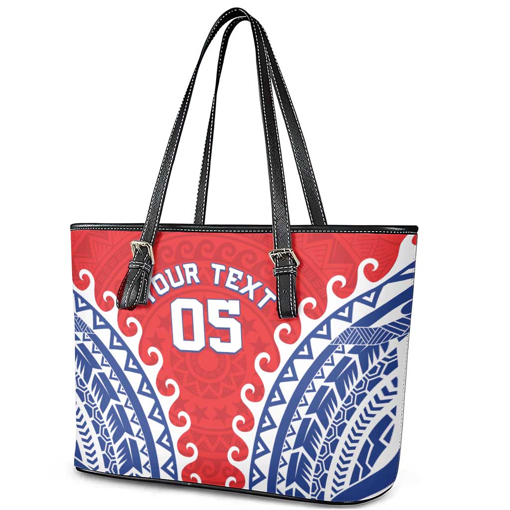 Custom Tuamotu Archipelago Leather Tote Bag Polynesian Tribal Tattoo LT05 - Polynesian Pride