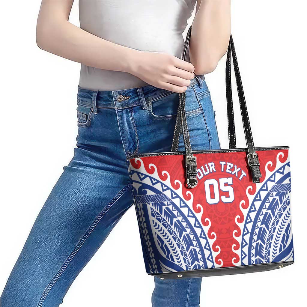 Custom Tuamotu Archipelago Leather Tote Bag Polynesian Tribal Tattoo LT05 - Polynesian Pride