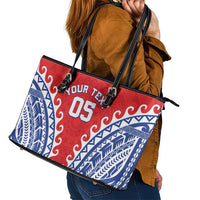 Custom Tuamotu Archipelago Leather Tote Bag Polynesian Tribal Tattoo LT05 - Polynesian Pride