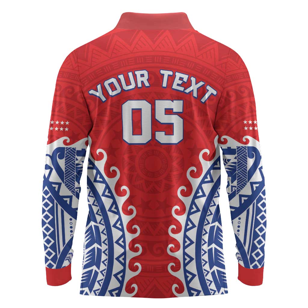 Custom Tuamotu Archipelago Long Sleeve Polo Shirt Polynesian Tribal Tattoo LT05 - Polynesian Pride