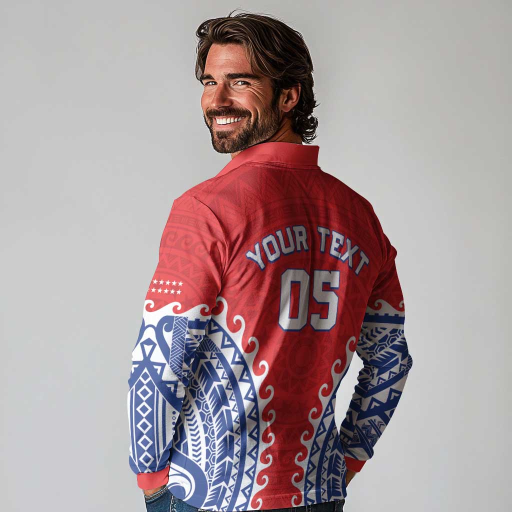 Custom Tuamotu Archipelago Long Sleeve Polo Shirt Polynesian Tribal Tattoo LT05 - Polynesian Pride