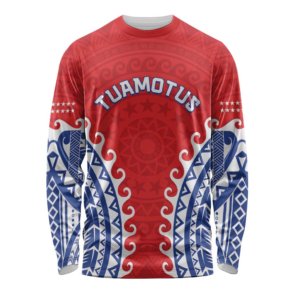Custom Tuamotu Archipelago Long Sleeve Shirt Polynesian Tribal Tattoo LT05 Unisex Red - Polynesian Pride