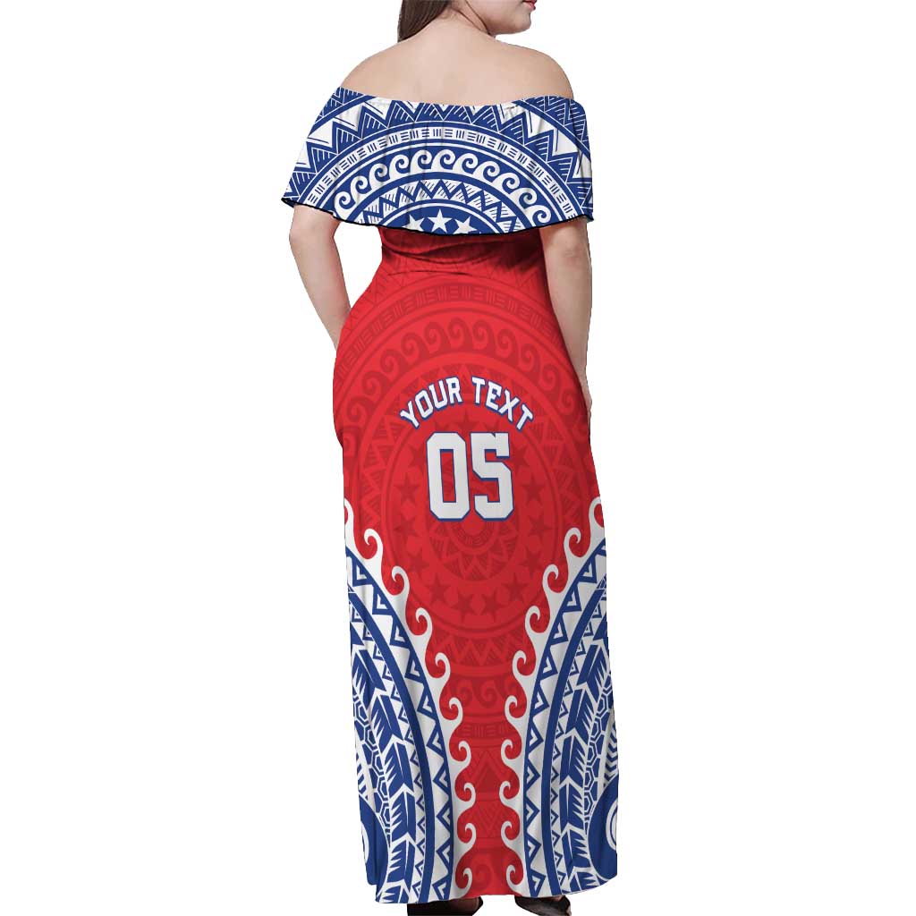 Custom Tuamotu Archipelago Off Shoulder Maxi Dress Polynesian Tribal Tattoo LT05 - Polynesian Pride