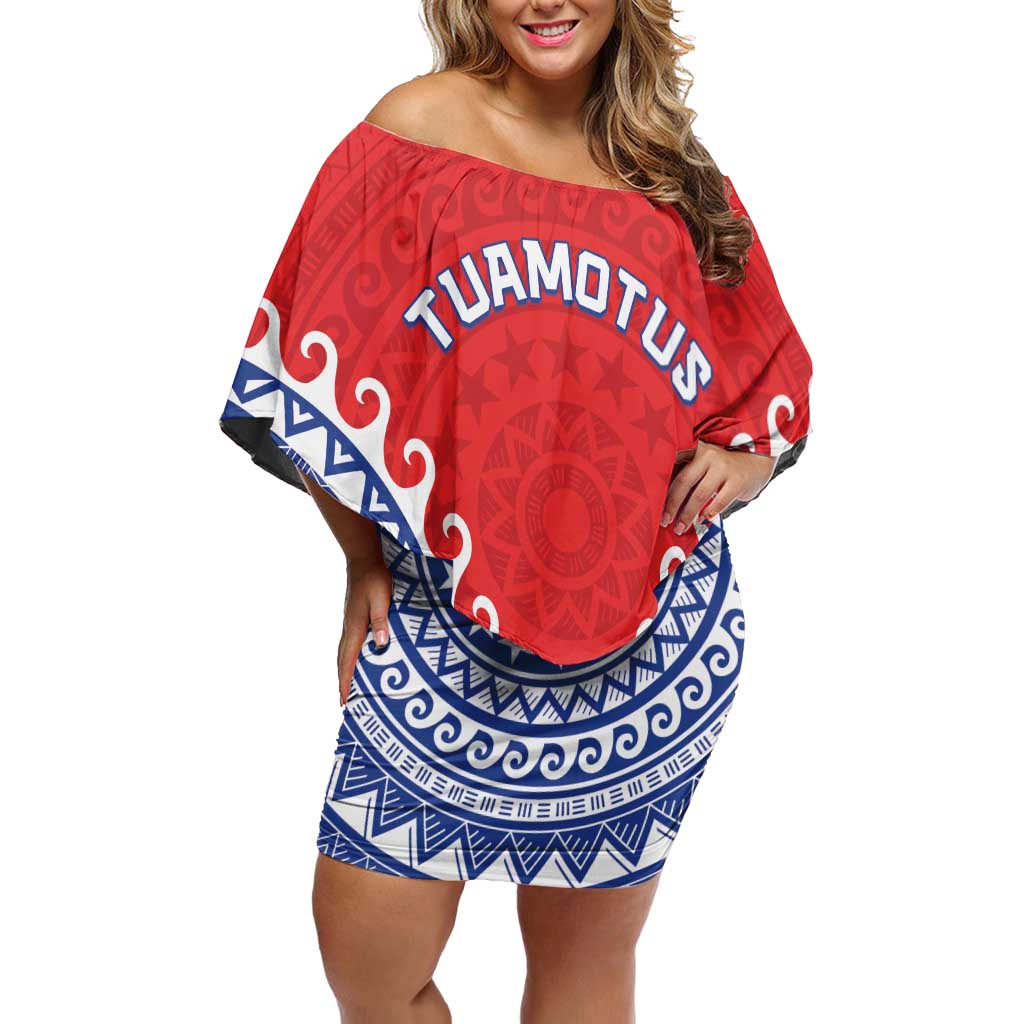 Custom Tuamotu Archipelago Off Shoulder Short Dress Polynesian Tribal Tattoo LT05 Women Red - Polynesian Pride
