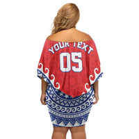 Custom Tuamotu Archipelago Off Shoulder Short Dress Polynesian Tribal Tattoo LT05 - Polynesian Pride