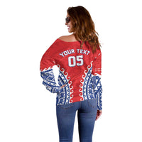 Custom Tuamotu Archipelago Off Shoulder Sweater Polynesian Tribal Tattoo LT05 - Polynesian Pride