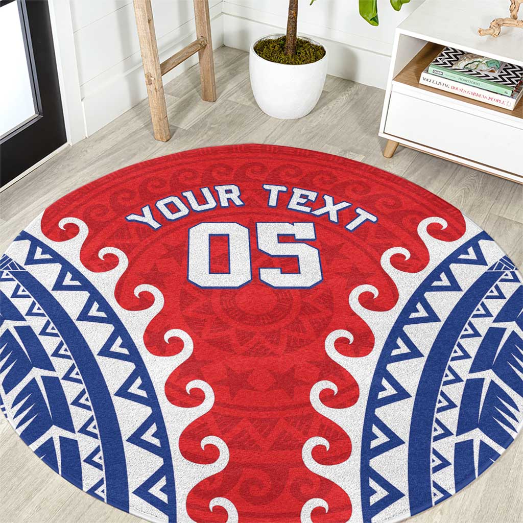 Custom Tuamotu Archipelago Round Carpet Polynesian Tribal Tattoo LT05 Red - Polynesian Pride