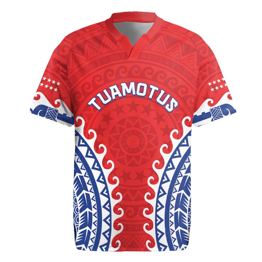 Custom Tuamotu Archipelago Rugby Jersey Polynesian Tribal Tattoo LT05 Red - Polynesian Pride