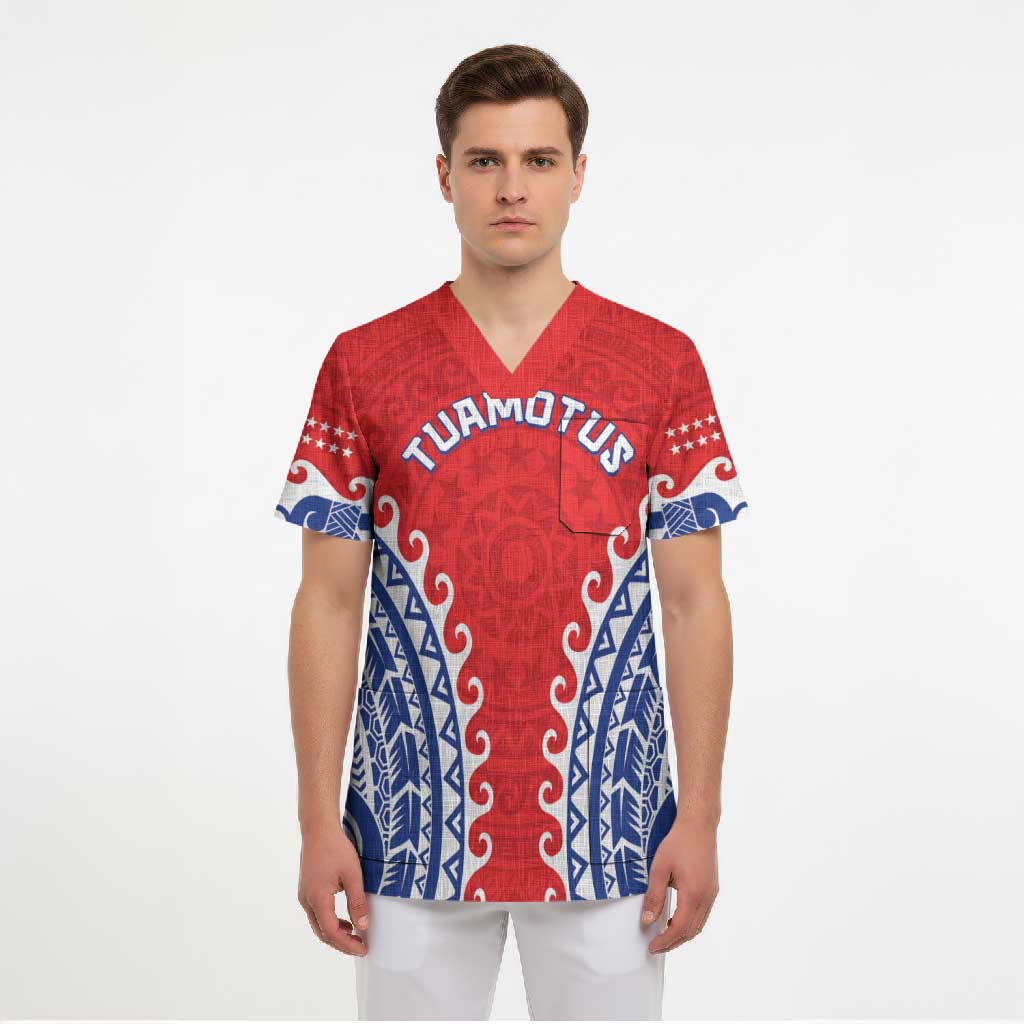 Custom Tuamotu Archipelago Scrub Top Polynesian Tribal Tattoo LT05 - Polynesian Pride