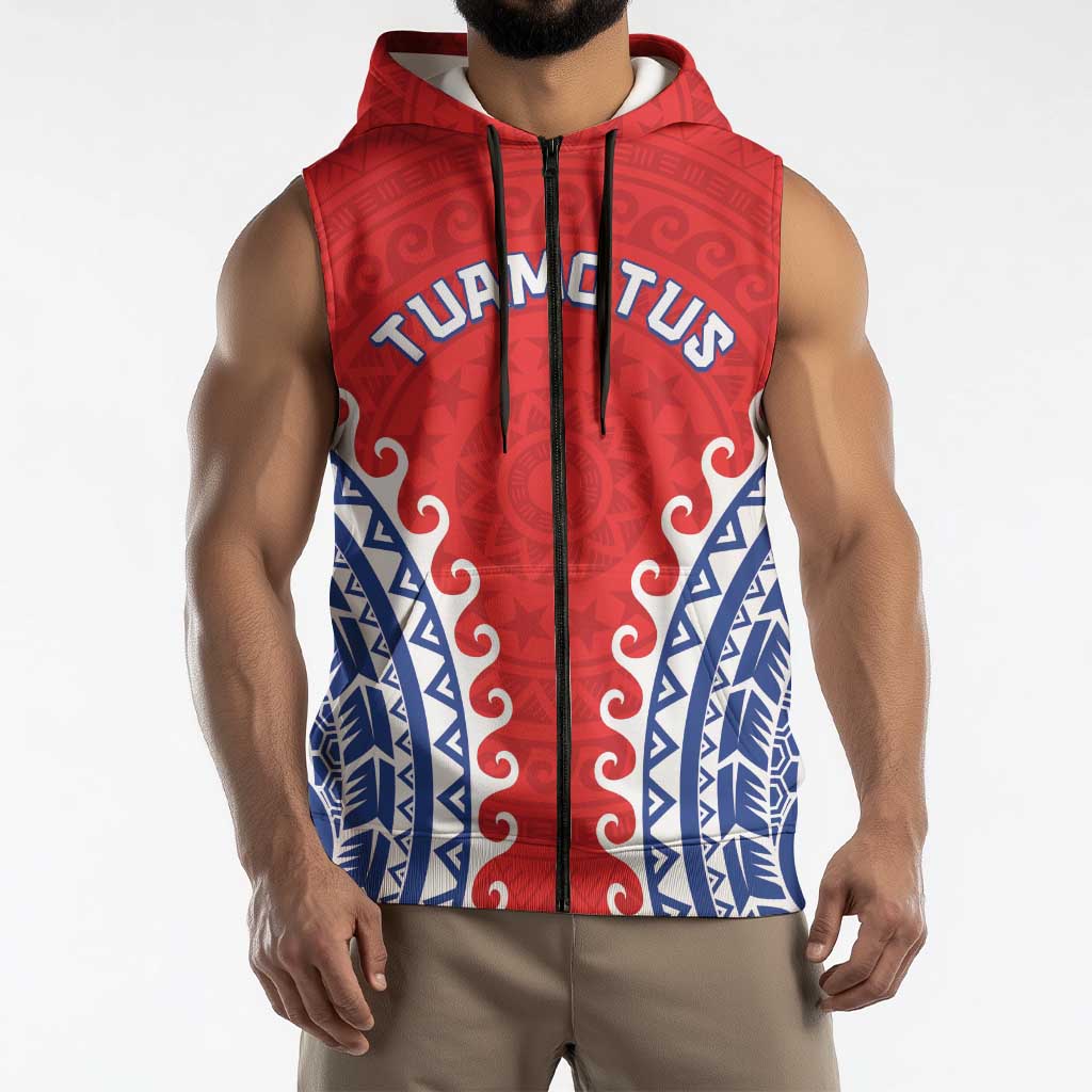 Custom Tuamotu Archipelago Sleeveless Zip Hoodie Polynesian Tribal Tattoo LT05 - Polynesian Pride