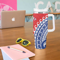 Custom Tuamotu Archipelago Tumbler With Handle Polynesian Tribal Tattoo LT05 - Polynesian Pride