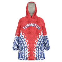 Custom Tuamotu Archipelago Wearable Blanket Hoodie Polynesian Tribal Tattoo LT05 One Size Red - Polynesian Pride