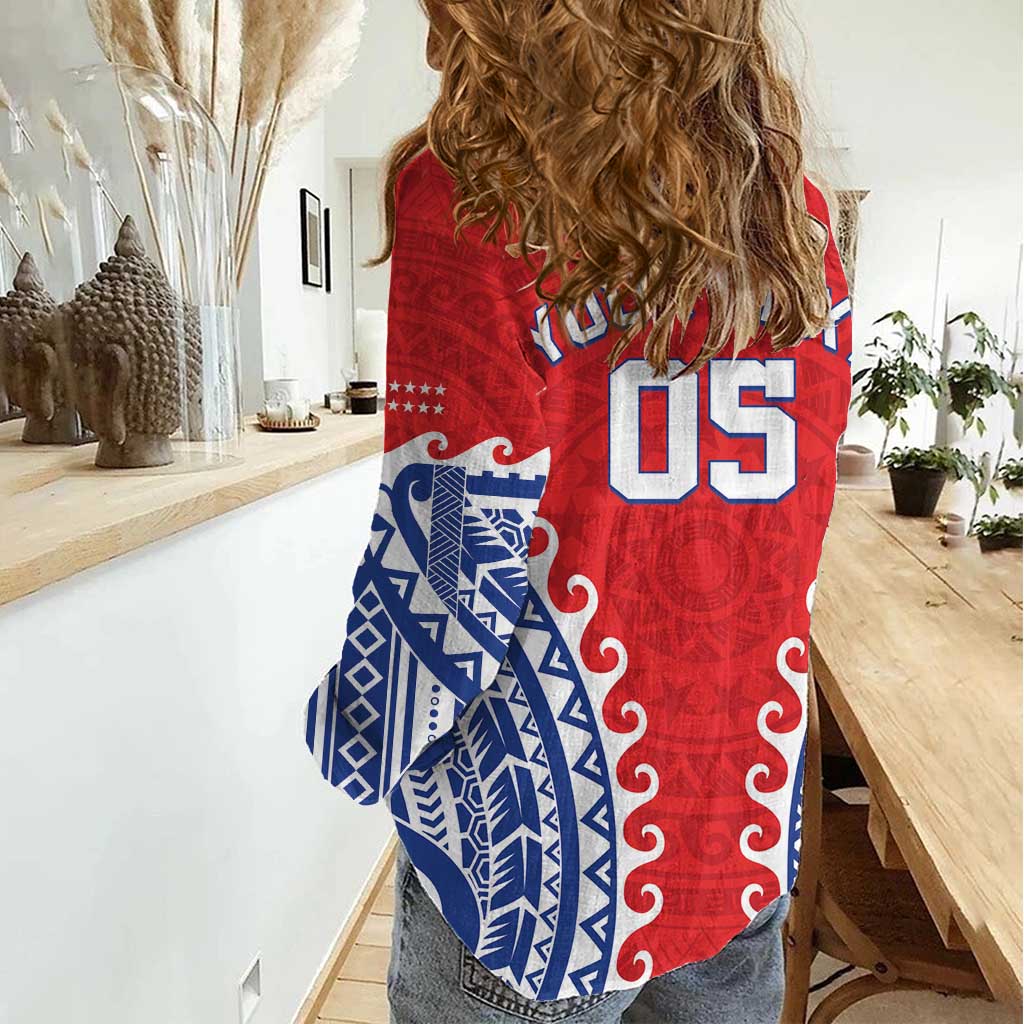Custom Tuamotu Archipelago Women Casual Shirt Polynesian Tribal Tattoo LT05 - Polynesian Pride