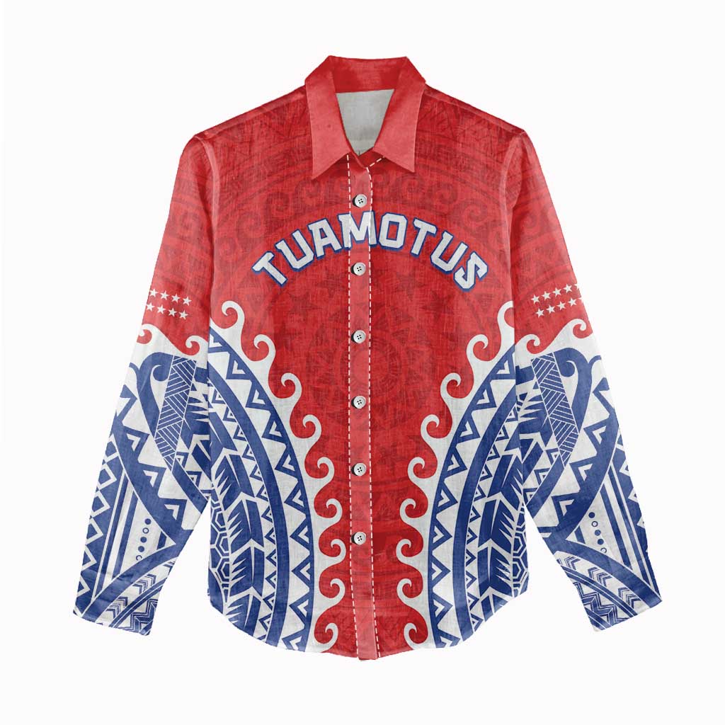 Custom Tuamotu Archipelago Women Casual Shirt Polynesian Tribal Tattoo LT05 - Polynesian Pride