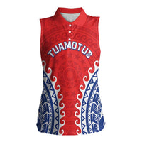 Custom Tuamotu Archipelago Women Sleeveless Polo Shirt Polynesian Tribal Tattoo LT05 Female Red - Polynesian Pride