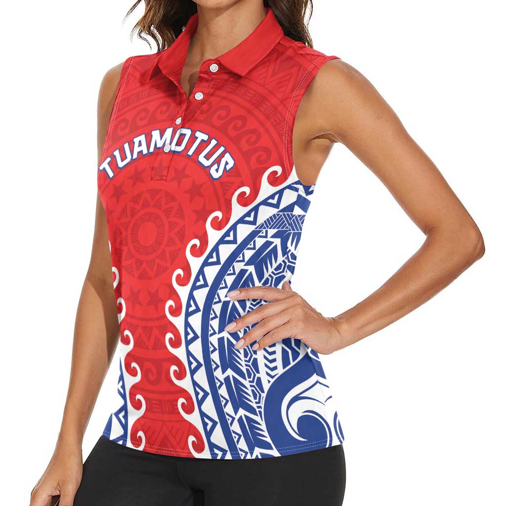 Custom Tuamotu Archipelago Women Sleeveless Polo Shirt Polynesian Tribal Tattoo LT05 - Polynesian Pride