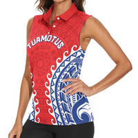 Custom Tuamotu Archipelago Women Sleeveless Polo Shirt Polynesian Tribal Tattoo LT05 - Polynesian Pride