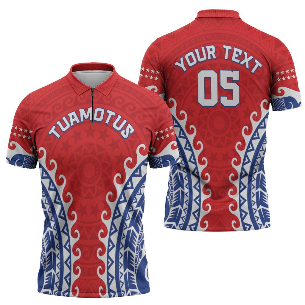 Custom Tuamotu Archipelago Zipper Polo Shirt Polynesian Tribal Tattoo LT05 - Polynesian Pride