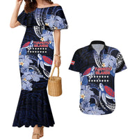 Tuamotu Islands Couples Matching Mermaid Dress and Hawaiian Shirt Polynesian Pattern With Turtle LT05 Black - Polynesian Pride