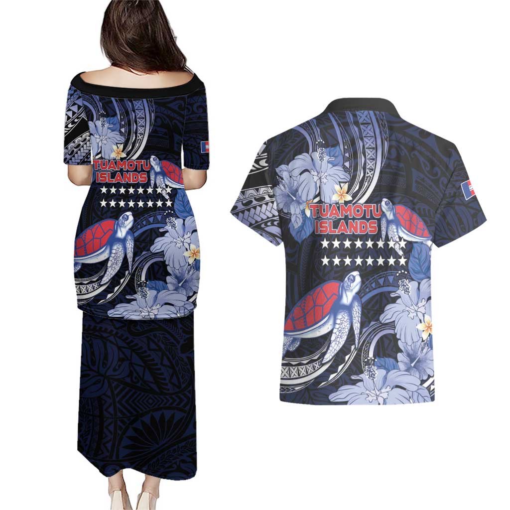 Tuamotu Islands Couples Matching Puletasi and Hawaiian Shirt Polynesian Pattern With Turtle LT05 - Polynesian Pride