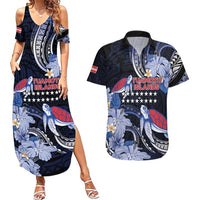 Tuamotu Islands Couples Matching Summer Maxi Dress and Hawaiian Shirt Polynesian Pattern With Turtle LT05 Black - Polynesian Pride