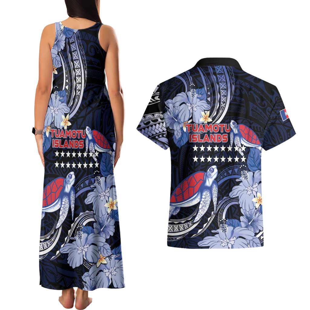 Tuamotu Islands Couples Matching Tank Maxi Dress and Hawaiian Shirt Polynesian Pattern With Turtle LT05 - Polynesian Pride