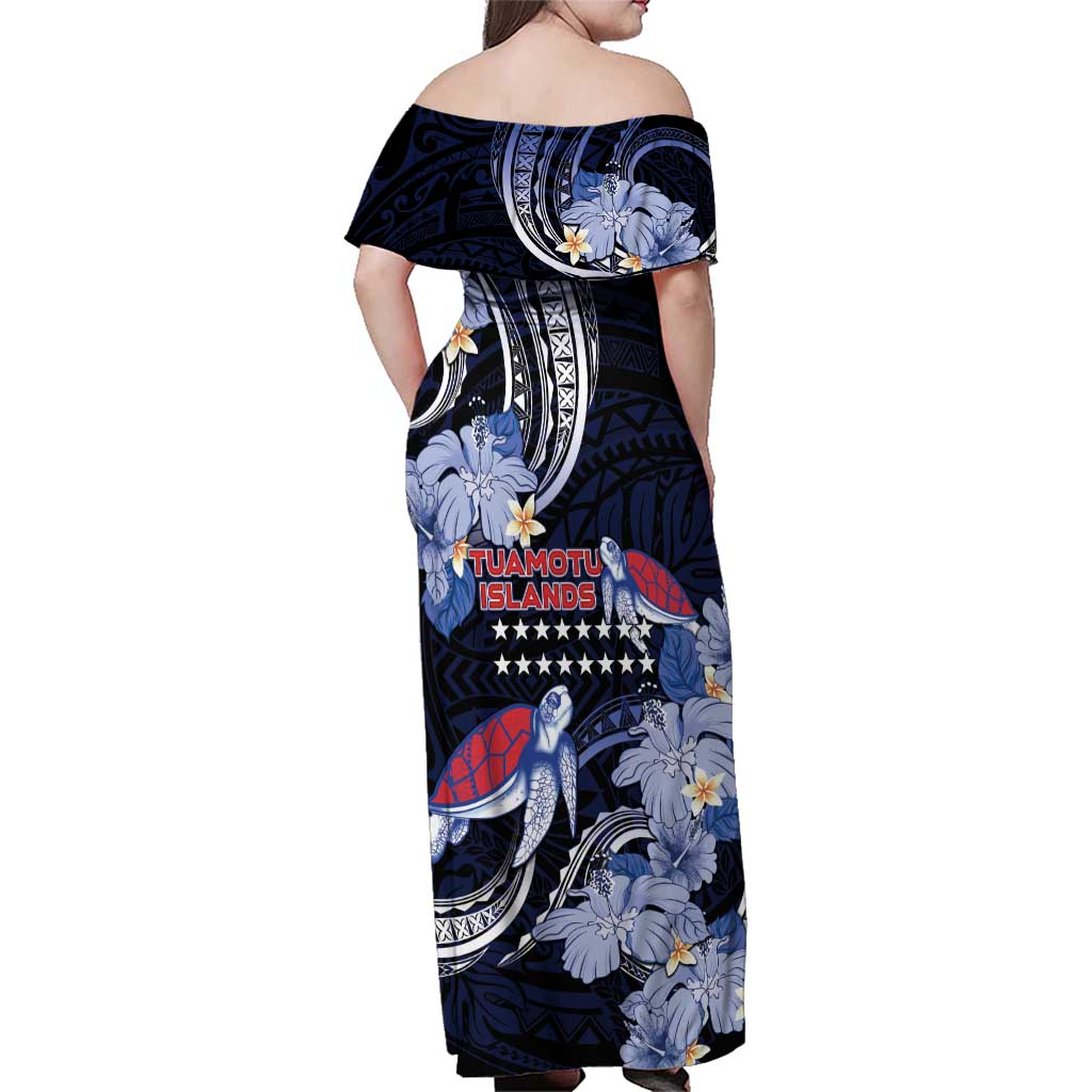 Tuamotu Islands Family Matching Off Shoulder Maxi Dress and Hawaiian Shirt Polynesian Pattern With Turtle LT05 - Polynesian Pride