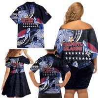 Tuamotu Islands Family Matching Off Shoulder Short Dress and Hawaiian Shirt Polynesian Pattern With Turtle LT05 - Polynesian Pride
