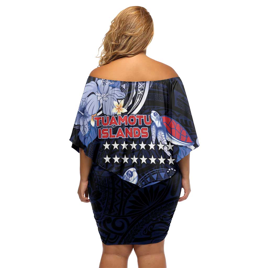 Tuamotu Islands Family Matching Off Shoulder Short Dress and Hawaiian Shirt Polynesian Pattern With Turtle LT05 - Polynesian Pride