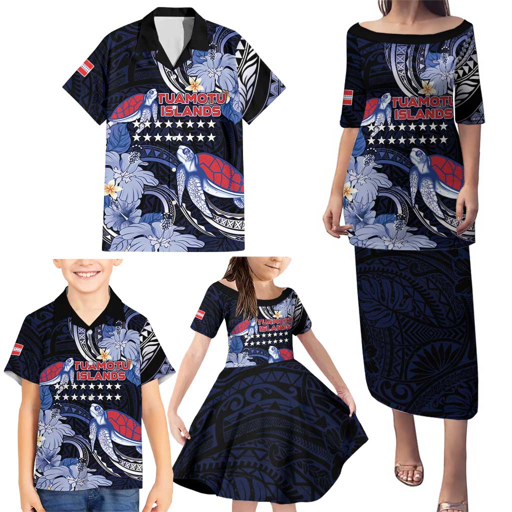 Tuamotu Islands Family Matching Puletasi and Hawaiian Shirt Polynesian Pattern With Turtle LT05 - Polynesian Pride