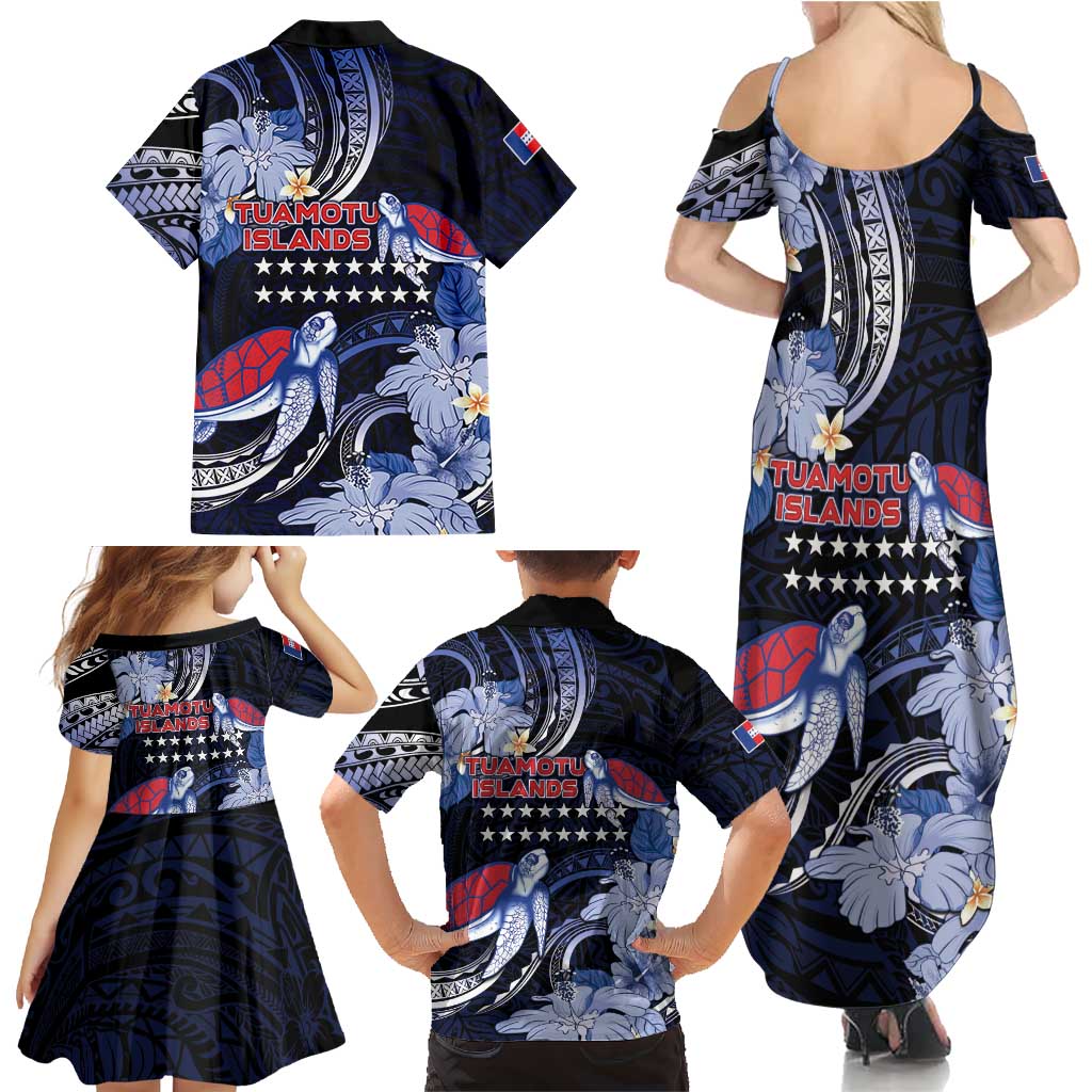 Tuamotu Islands Family Matching Summer Maxi Dress and Hawaiian Shirt Polynesian Pattern With Turtle LT05 - Polynesian Pride