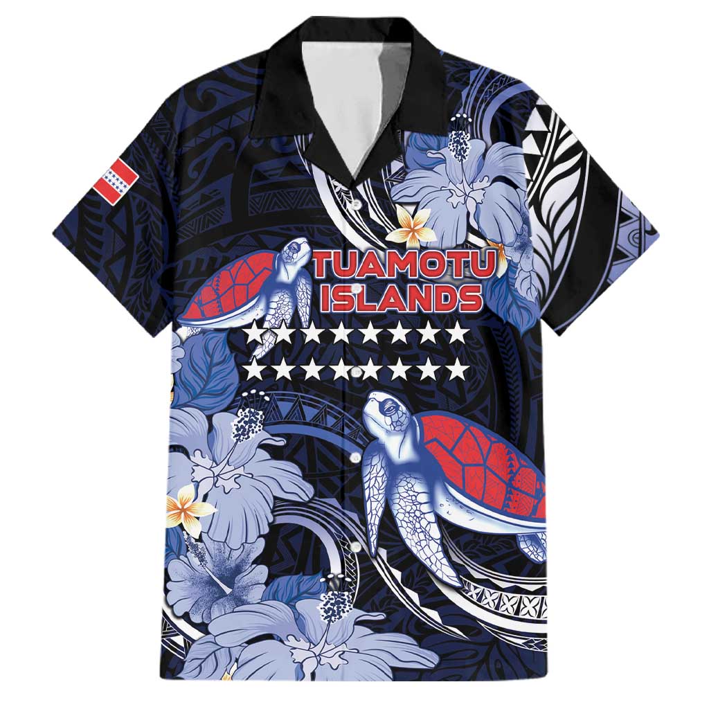 Tuamotu Islands Family Matching Tank Maxi Dress and Hawaiian Shirt Polynesian Pattern With Turtle LT05 Dad's Shirt - Short Sleeve Black - Polynesian Pride