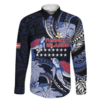 Tuamotu Islands Family Matching Tank Maxi Dress and Hawaiian Shirt Polynesian Pattern With Turtle LT05 Dad's Shirt - Long Sleeve Black - Polynesian Pride
