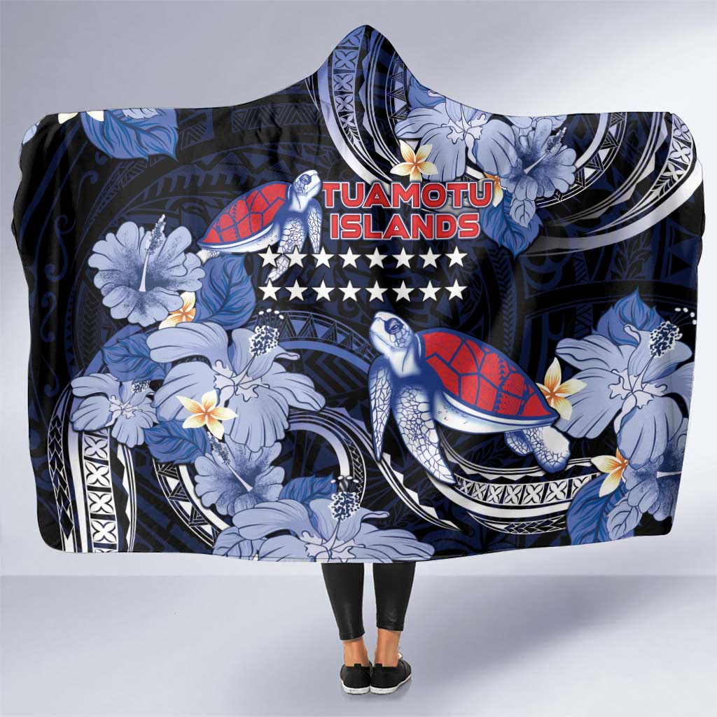 Tuamotu Islands Hooded Blanket Polynesian Pattern With Turtle LT05 One Size Black - Polynesian Pride